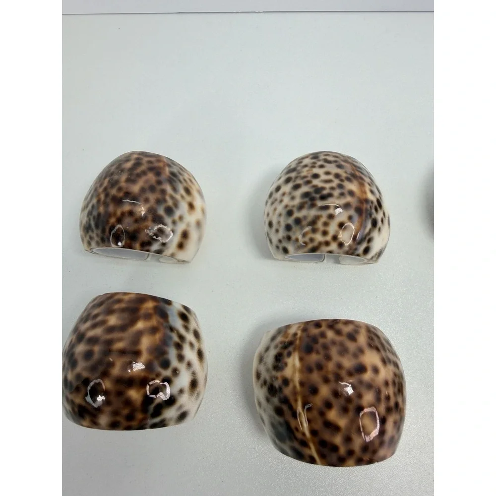 9 Tiger Cowrie Shell Napkin Rings Nautical‎ Beach Vintage House Coastal Decor